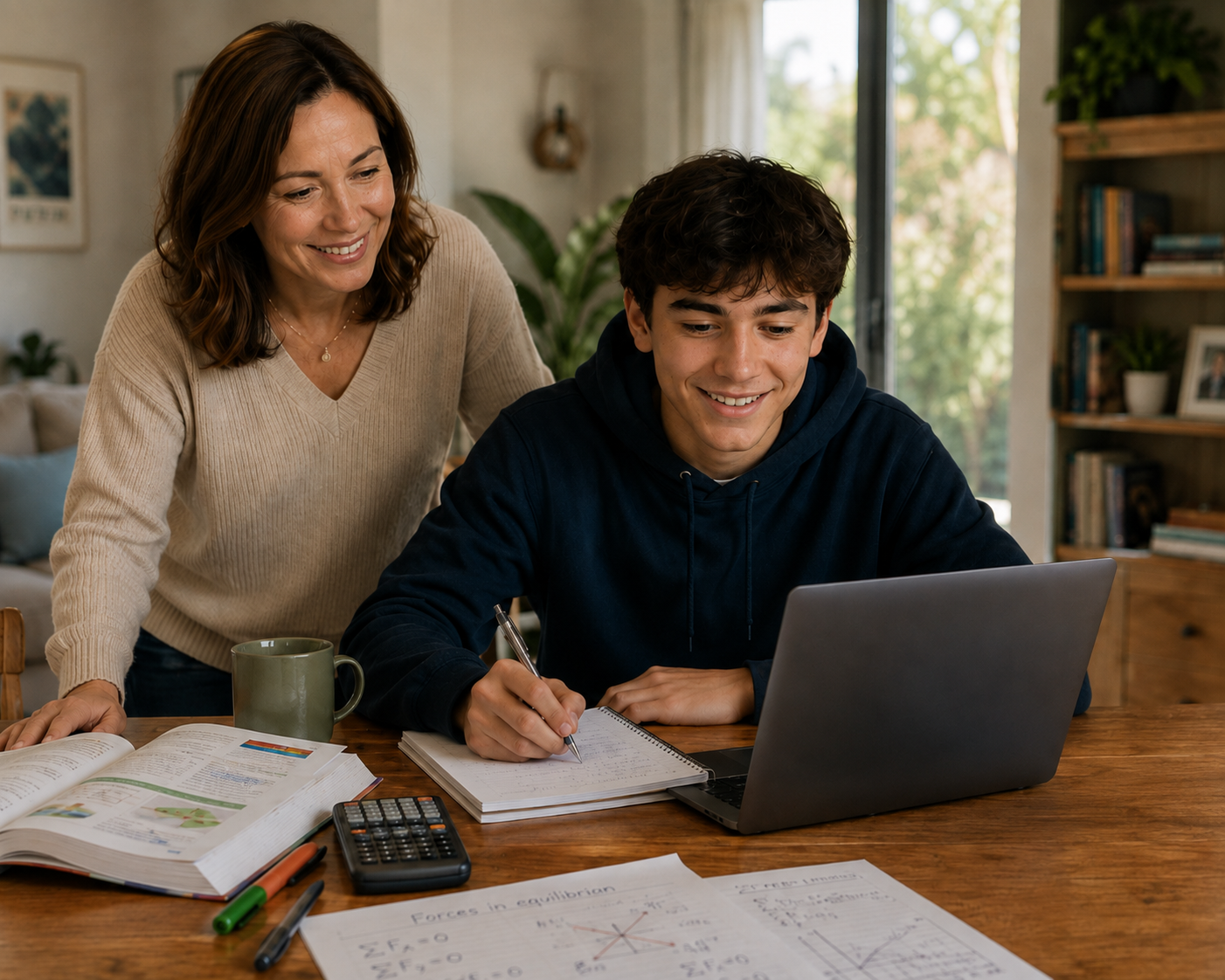 A Year 12 student studying senior science at home.